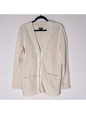 Eddie Bauer Cream Cotton Button Up Cardigan XL